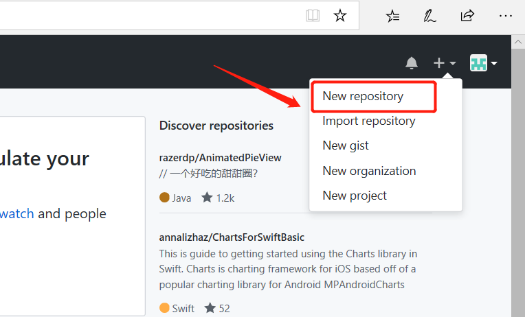 点击选着 New repository